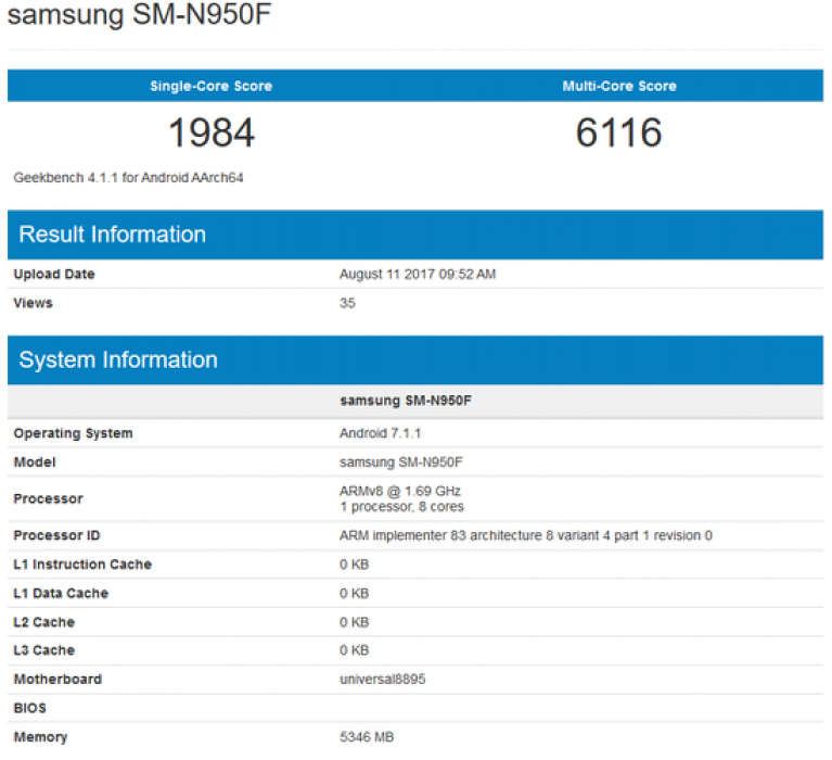 note 8 geekbench