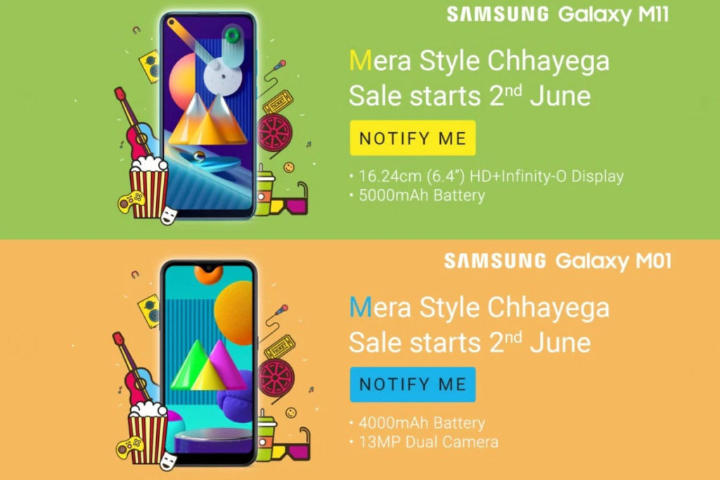 The Samsung Galaxy M01 will be accompanied by the Galaxy M11