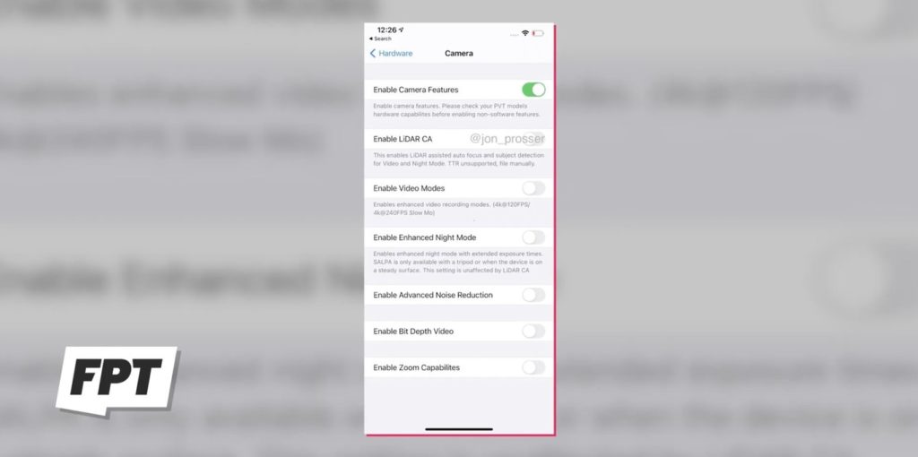 iPhone 12 Pro Max - Leaks on Camera Settings