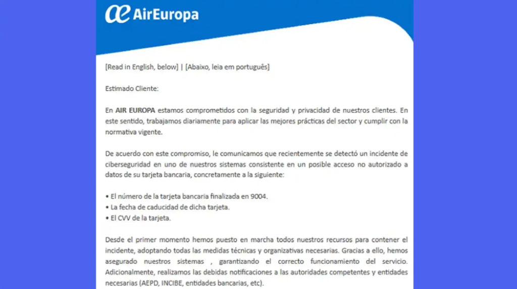 Air Europa Sufre Un Hackeo Y Recomienda Bloquear Las Tarjetas