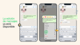 Ya puedes editar mensajes en WhatsApp